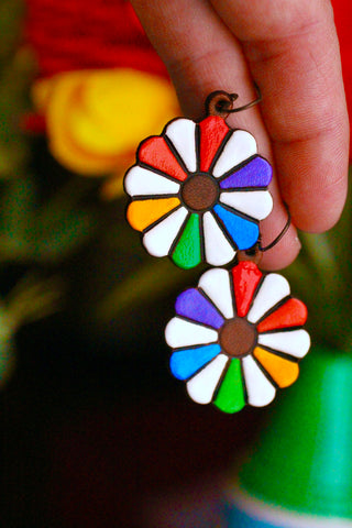 Reserved Color Wheel with White Earrings