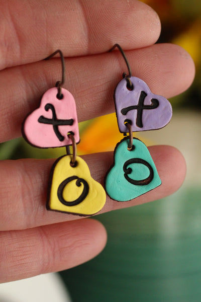 Multicolor XO Candy Hearts Earrings