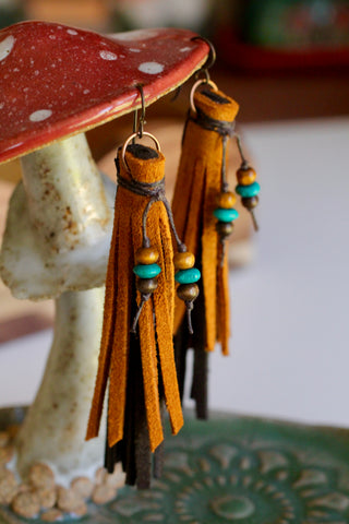 TINA - Tiered Honey & Chocolate Fringe Earrings