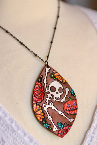 Reserved for Amanda - Dancing Skeleton Necklace