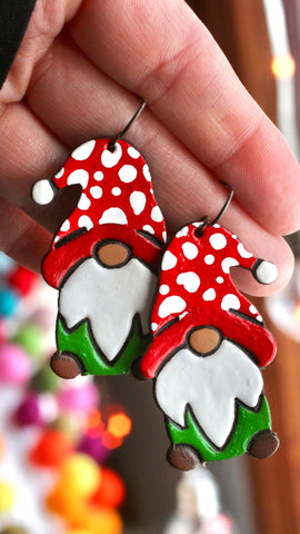 Merry Mushroom Gnome Earrings