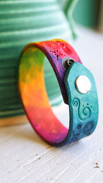 Galaxy Tie-Dye Leather Cuff