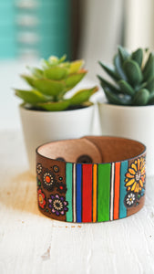 Serape & Wildflowers Leather Cuff