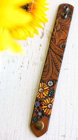 Western Floral & Wildflower Leather Cuff