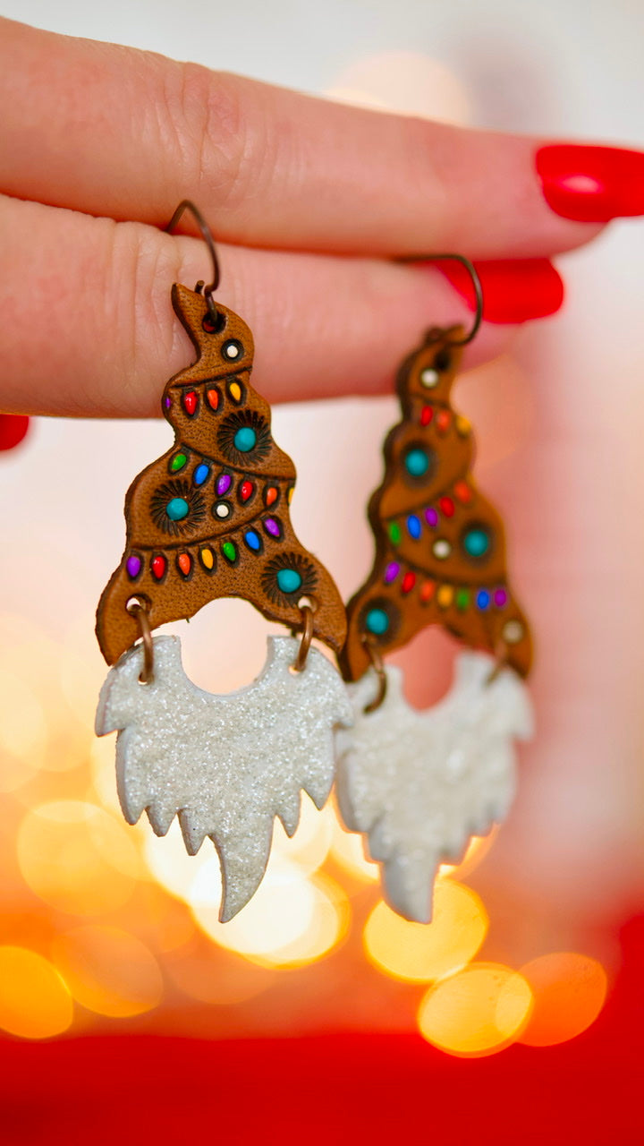 Christmas Tree Hat Gnome Earrings