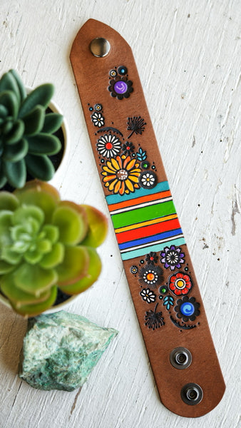 Serape & Wildflowers Leather Cuff