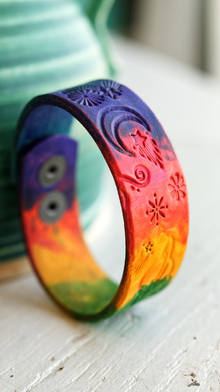 Galaxy Tie-Dye Leather Cuff