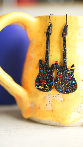 Helter Skelter Electric Stratocaster Guitar Earrings