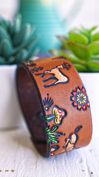 Woodland Deer Leather Cuff