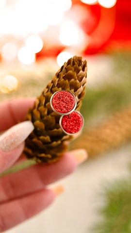 Red Sparkly Post Earrings