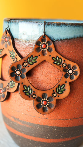 Hippie Daisy Leather Earrings