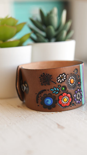 Serape & Wildflowers Leather Cuff