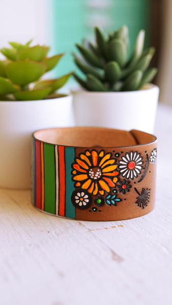 Serape & Wildflowers Leather Cuff