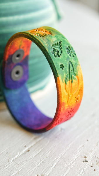 Galaxy Tie-Dye Leather Cuff