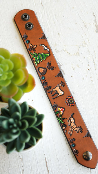 Woodland Deer Leather Cuff