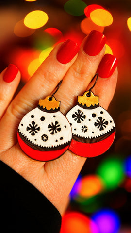 Snow Globe Red Ornament Earrings