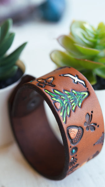 Woodland Deer Leather Cuff