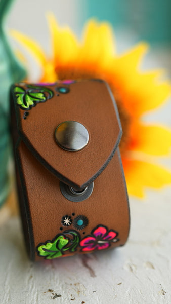 Tropical Hibiscus Leather Cuff